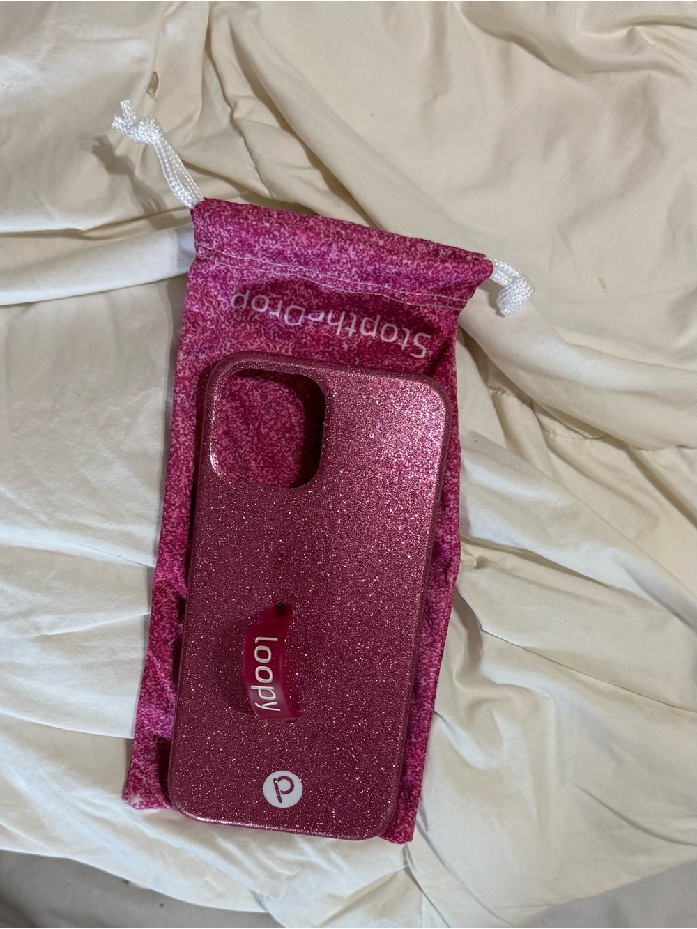 Loopy Case Hot Pink Sparkle Glitter - Righty